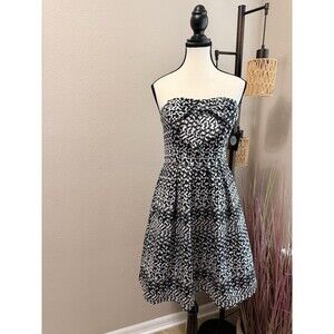 Eva Franco Dress Black Silver Metallic Strapless Party Size 6 NWT